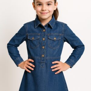 Girls Denim Dress – Stylish Full Sleeve A-Line Dress (2–8 Years)