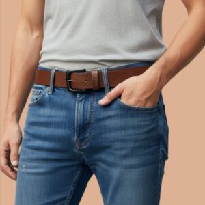 Men’s Genuine Leather Belt – Classic Black & Brown with Matte Metal Buckle